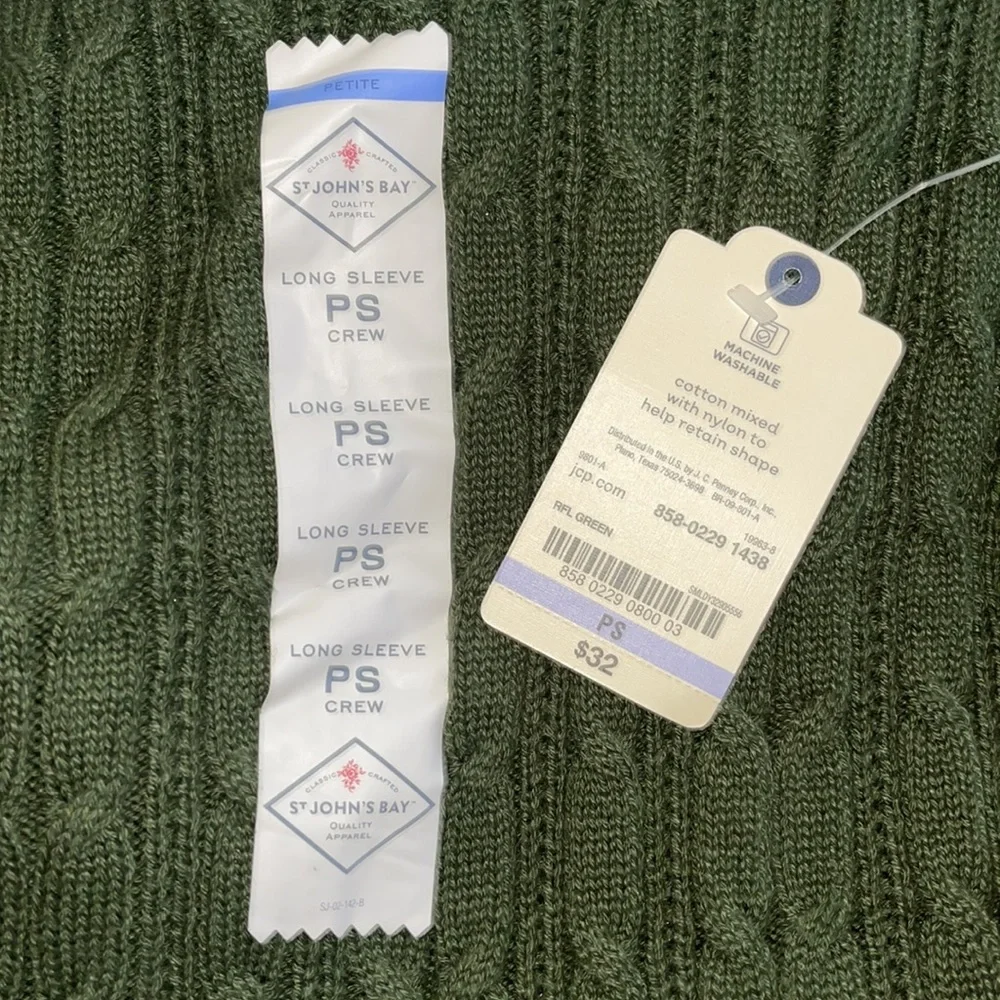 ⭐️St. John's Bay Womens long sleeve Cree Cable Knit Cotton Blend Sweater SP - Picture 8 of 9
